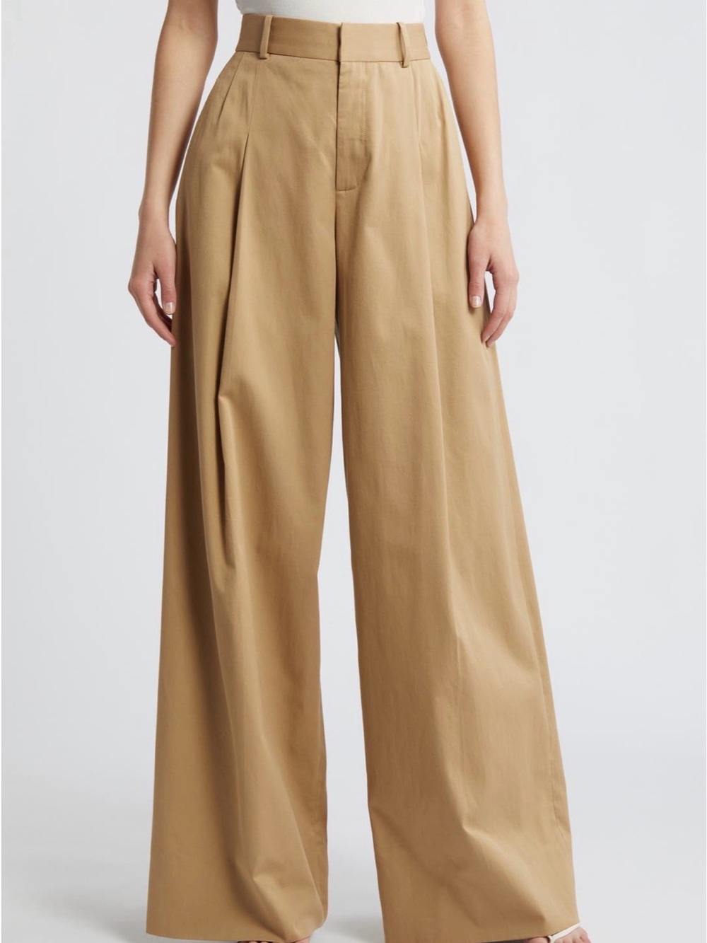 Frame High-Waist Wide Leg Pants in Tan